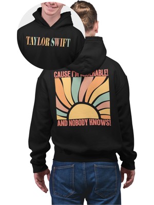 Fuddy Moda Unisex Oversize Cause I’m Miserable And Nobody Knows Sırt Baskılı Kapüşonlu Taylor Swift Sweatshirt