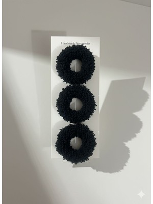 Bayfas 3'lü Siyah Peluş Toka Seti