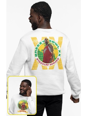 Fuddy Moda Unisex Oversize Stadium Series Breezy Bowl Chris Brown Sırt Baskılı Kapüşonsuz Sweatshirt