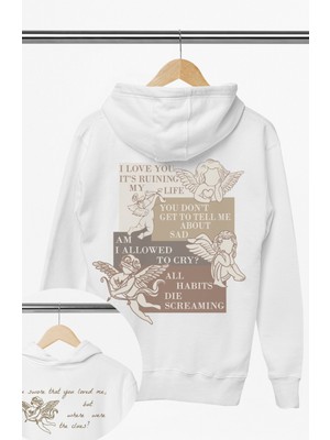 Fuddy Moda Unisex  Şarkı Sözleri Sırt Baskılı Kapüşonlu Sweatshirt, Oversize Taylor Swift Temalı Hoodie