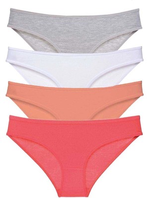 Beruflic 4 Adet Süper Eko Set Likralı Kadın Slip Külot Gri Beyaz Pudra Fuşya