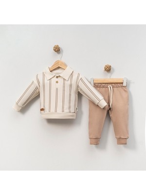 Mini Moda House Yakalı Çizgili Erkek Bebek Takım