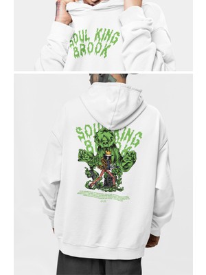 Fuddy Moda Oversize Soul King Brook Sırt Baskılı Kapüşonlu Sweatshirt, Unisex One Piece Temalı Anime Hoodie