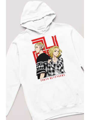 Fuddy Moda Unisex Manjiro Sano ve Ken Ryuguji Baskı Kapüşonlu Sweatshirt,oversize Tokyo Revengers Anime Hoodie