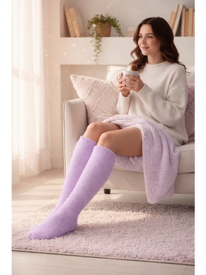 Be Active Wellsoft Peluş Diz Üstü Ev Çorabı | Çift Taraflı Ultra Yumuşak Uyku & Panduf Çorap