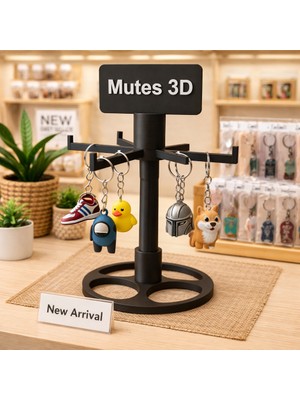 3D Tek Kat Siyah Anahtarlık STANDI-1305