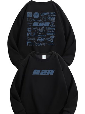 Fuddy Moda Unisex Oversize Sza Tracklist Sırt Baskılı Bisiklet Yaka Kapüşonsuz Sweatshirt