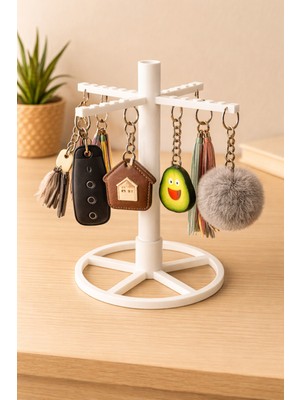 3D Tek Kat Beyaz Anahtarlık STANDI-1306