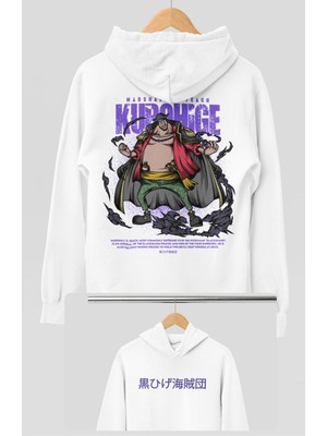 Fuddy Moda Oversize Marshall D. Teach Sırt Baskılı Kapüşonlu Sweatshirt, Unisex One Piece Temalı Anime Hoodie