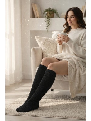 Be Active Wellsoft Peluş Diz Üstü Ev Çorabı | Çift Taraflı Ultra Yumuşak Uyku & Panduf Çorap