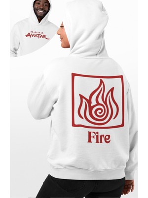 Fuddy Moda Unisex Ateş Krallığı Sırt Baskılı Kapüşonlu Sweatshirt, Oversize Avatar The Last Airbender Hoodie