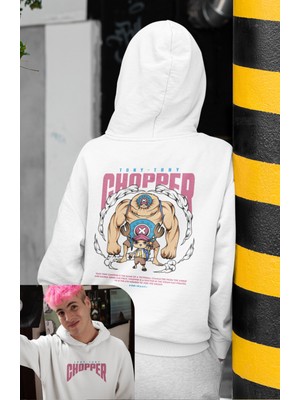 Fuddy Moda Oversize Tony Chopper Sırt Baskılı Kapüşonlu Sweatshirt, Unisex One Piece Temalı Anime Hoodie