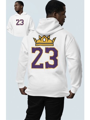 Fuddy Moda Unisex King 24 Yazılı Sırt Baskılı Kapüşonlu Sweatshirt, Oversize Basketçi James Temalı Hoodie