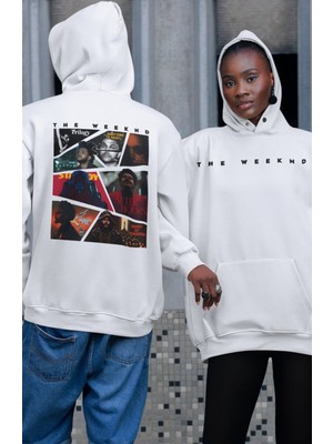 Fuddy Moda Unisex The Weeknd Albüm Resimleri Sırt Baskılı Kapüşonlu Sweatshirt, Oversize Rapper Temalı Hoodie