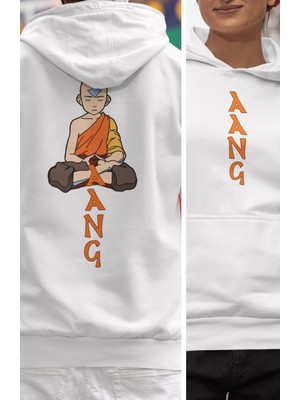 Fuddy Moda Unisex Aang Avatar Sırt Baskılı Kapüşonlu Sweatshirt, Oversize Avatar The Last Airbender Hoodie
