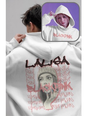 Fuddy Moda Unisex Blackpink Lisa Sırt Baskılı Kapüşonlu Sweatshirt, Oversize Kpop Müzik Temalı Hoodie