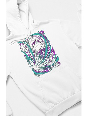 Fuddy Moda Unisex Gojo Baskılı Vers2 Kapüşonlu Sweatshirt, Oversize Jujutsu Kaisen Anime Temalı Hoodie