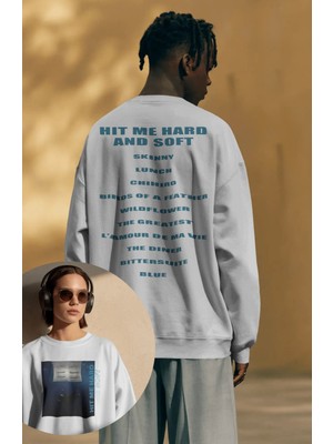 Fuddy Moda Unisex Oversize Hit Me Hard And Soft Tracklist Sırt Baskılı Billie Eilish Kapüşonsuz Sweatshirt