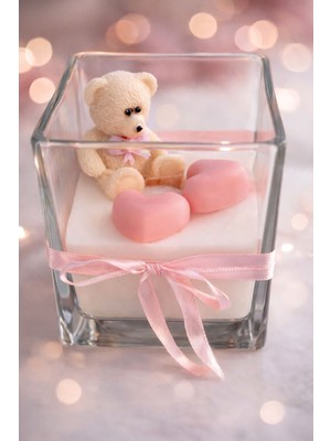 Sevgililer Günü Özel Hediyesi Ayıcıklı Kalpli Romantik Sevgi Dolu Hediye Mum