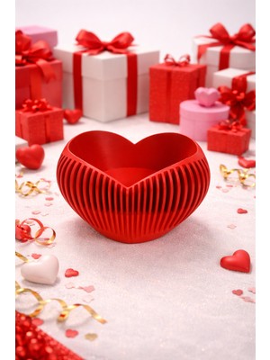 Mutes Kalp Vazo KIRMIZI-204 Hediyelik(Boyutlar: 13,5cm EN x 9 cm BOY)