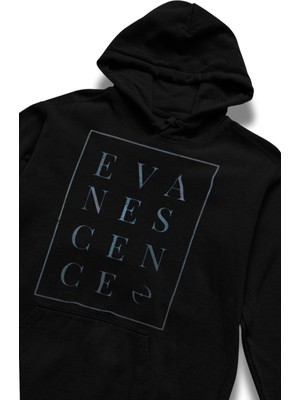 Fuddy Moda Unisex Evanescence Yazılı Kapüşonlu Sweatshirt, Oversize Evanescence Baskılı Hoodie