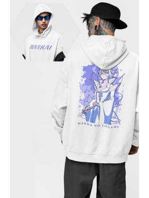 Fuddy Moda Oversize Bleach Rukia Kuchiki Sırt Baskılı Kapüşonlu Sweatshirt, Unisex Anime Temalı Hoodie