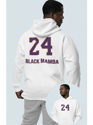 Fuddy Moda Unisex Black Mamba 24 Yazılı Sırt Baskılı Kapüşonlu Sweatshirt,oversize Basketçi Kobe Temalı Hoodie
