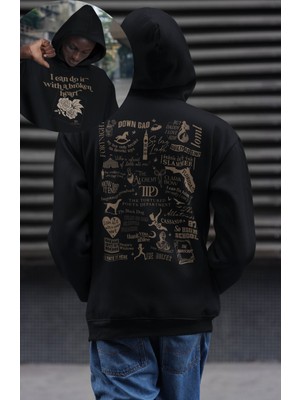Fuddy Moda Unisex Oversize I Can Do It With A Broken Heart Sırt Baskılı Kapüşonlu Taylor Swift Sweatshirt