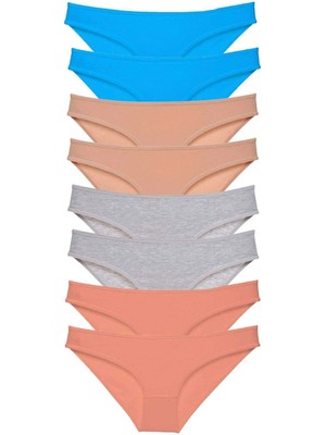 Beruflic 8 Adet Süper Eko Set Likralı Kadın Slip Külot Ten Gri Pudra Mavi
