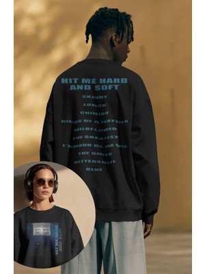 Fuddy Moda Unisex Oversize Hit Me Hard And Soft Tracklist Sırt Baskılı Billie Eilish Kapüşonsuz Sweatshirt