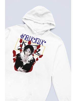 Fuddy Moda Unisex Chrollo Lucilfer Baskılı Kapüşonlu Sweatshirt, Oversize Hunter x Hunter Anime Temalı Hoodie