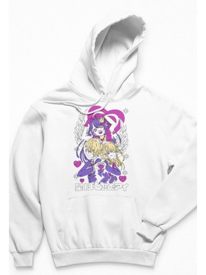 Fuddy Moda Unisex Oshi No Ko Karakterleri Baskılı Kapüşonlu Sweatshirt, Oversize Anime Temalı Hoodie