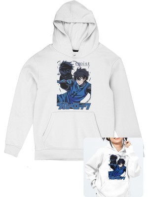 Fuddy Moda Unisex Yoichi Isagi Baskılı Kapüşonlu Sweatshirt, Oversize Blue Lock Anime Temalı Hoodie