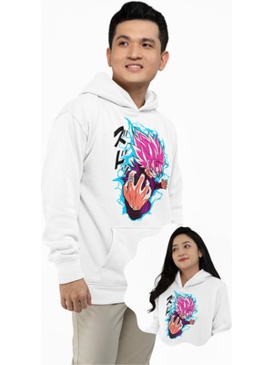 Fuddy Moda Unisex Evil Goku Baskılı Kapüşonlu Sweatshirt, Oversize Dragon Ball Anime Temalı Hoodie