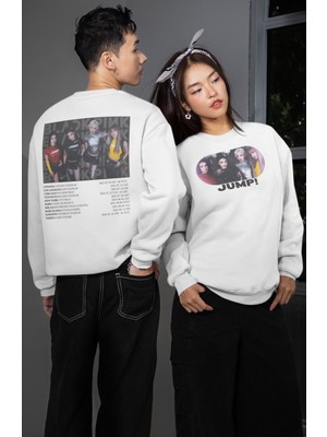 Fuddy Moda Unisex Oversize Blackpink Jump Sırt Baskılı Bisiklet Yaka Kapüşonsuz Sweatshirt
