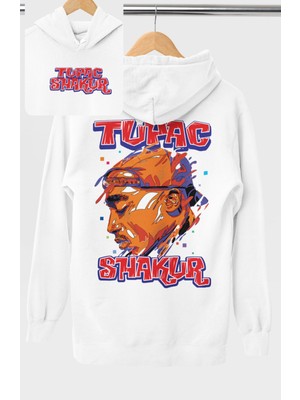 Fuddy Moda Oversize Tupac Shakur Sırt Baskılı Kapüşonlu Sweatshirt, Unisex Rapper Temalı Hoodie