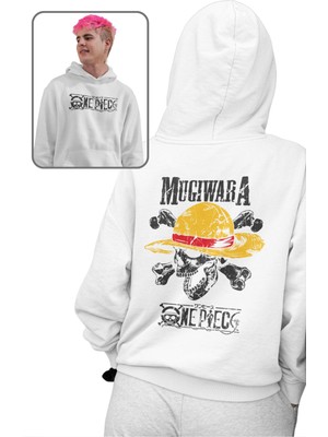 Fuddy Moda Oversize One Piece Mugiwara Sırt Baskılı Kapüşonlu Sweatshirt, Unisex Anime Temalı Hoodie