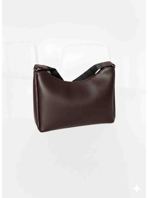 Özense Giyim Üstten Fermuarlı Koyu Kahverengi Renkli Ayarlanabilir Askı Kadın Omuz Çantası