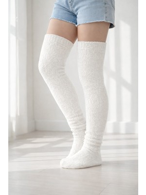 Be Active Wellsoft Peluş Diz Üstü Ev Çorabı | Çift Taraflı Ultra Yumuşak Uyku & Panduf Çorap