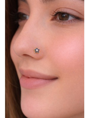 Sacce Scarves & Accessories 925 Ayar Gümüş Taşlı Renkli Çiçek Hızma Gold