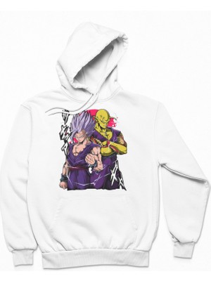 Fuddy Moda Unisex Piccolo ve Gohan Baskılı Kapüşonlu Sweatshirt, Oversize Dragon Ball Anime Temalı Hoodie