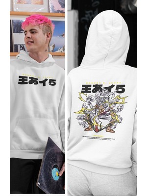 Fuddy Moda Oversize Luffy Gear 5 Sırt Baskılı Kapüşonlu Sweatshirt, Unisex One Piece Temalı Anime Hoodie