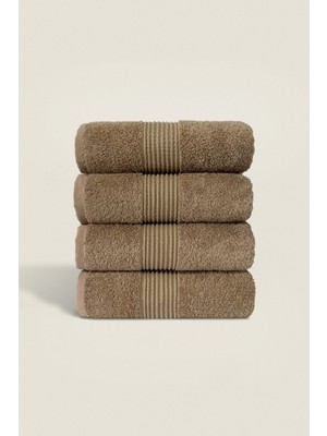 Ellaline 4'lü El Yüz Havlusu Seti %100 Pamuk Sertifikalı Banyo | Mutfak Çeyizlik 50X90CM Bej Renk