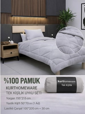 Kurt Homeware %100 Pamuk Çift taraflı Wellsoft Peluş Kışlık Yorgan Yastık kılıfı ve Lastikli Çarşaf