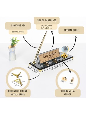 Mimar, Mühendis, Ceo, Yöneticiler, Seyahat&turizm, Akademisyen Füme Cam Dünya Küreli Kalemli Isimlik