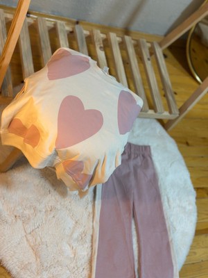 Mini Moda House Kız Çocuk Kalp Baskılı 2'li Takım