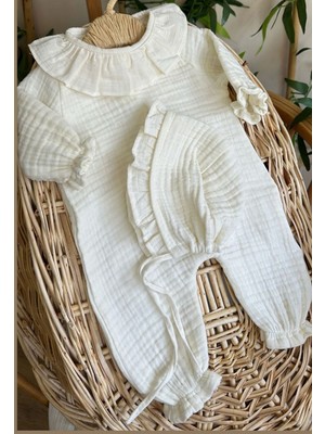 Minik Adımlar 4 Kat Müslin Bebe Yaka Fırfırlı Tulum