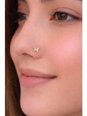 Sacce Scarves & Accessories 925 Ayar Gümüş Taşlı Kelebek Figürlü Hızma Gold
