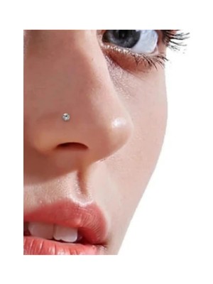 925 Ayar Gümüş Parlak Taşlı Burun Piercing Hızma ( Bar Uzunluğu: 7 M )