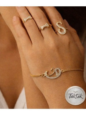 Taktak Altın Renk Çift Vav Asansör Çelik Bileklik